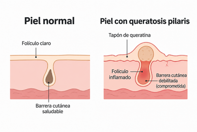 Piel normal vs piel con queratosis pilaris